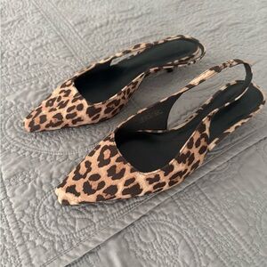 H&M Brown Leopard Print Slingback Heels